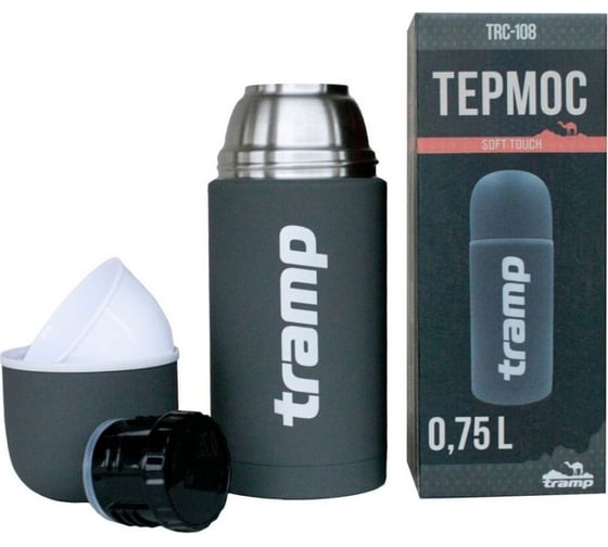 Термос Tramp Soft Touch 0.75 л, серый TRC-1084