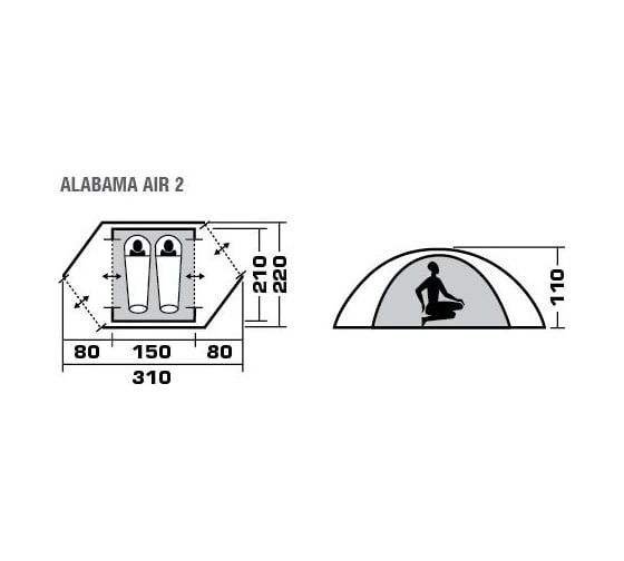 Двухместная палатка TREK PLANET Alabama Air 2 70159