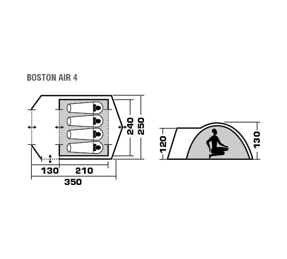 Четырехместная палатка TREK PLANET Boston Air 4 70186