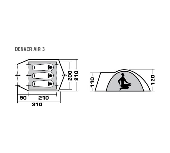 Трехместная палатка TREK PLANET Denver Air 3 70176