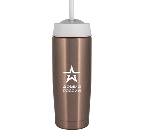 Термостакан с трубочкой THERMOS АРМИЯ РОССИИ Катюша, 0.47 л, бронзовая, нержавеющая сталь 589743