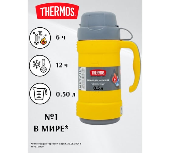 Термос со стеклянной колбой THERMOS PICNIC 40 Series Yellow 0,5L 673695