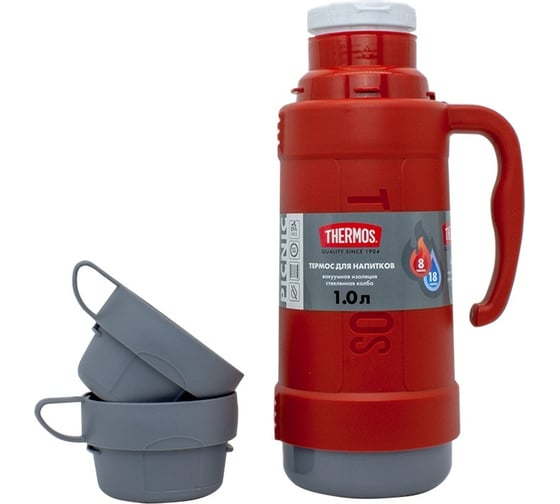Термос со стеклянной колбой THERMOS PICNIC 40 Series Red 1,0L 674128