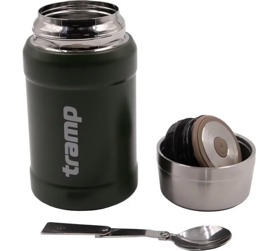 Термос с широким горлом Tramp 0.8 л, с сумкой, оливковый TRC-1322