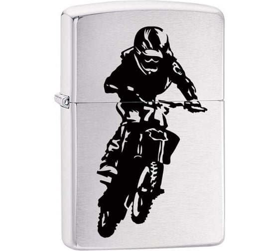 Зажигалка Zippo 200 Motorcross Rider с покрытием Brushed Chrome 29207