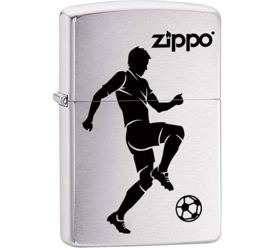 Зажигалка Zippo 200 Soccer Player с покрытием Brushed Chrome 29201