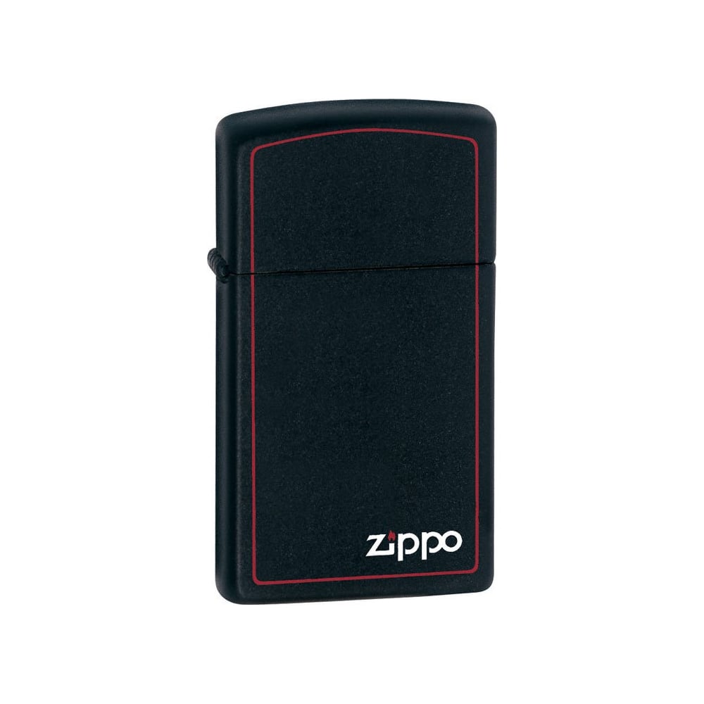 Зажигалка Zippo Slim Black Matte Logo Border 1618ZB выгодная цена