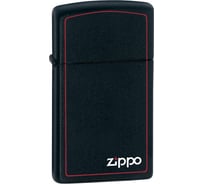Зажигалка Zippo Slim Black Matte Logo Border 1618ZB