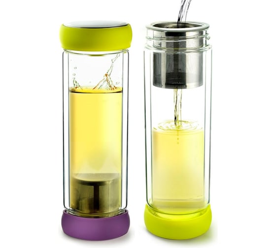 Термобутылка Asobu Twin lid 0.4 л, желтая/фиолетовая TWG1 lime-purple