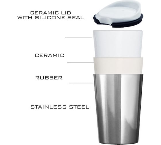 Термокружка Asobu Thermo steel 0.4 л, серая CS14 metallic-gunmetal