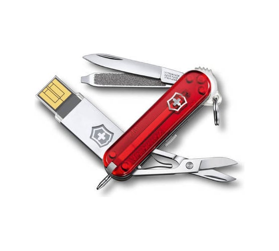 Нож-брелок Victorinox @work USB 32 Гб 4.6125.TG32B 58 мм, 8 функций, красный полупрозрачный 1