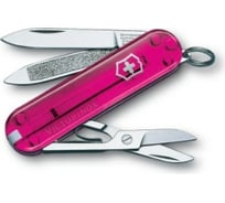 Нож-брелок Victorinox Classic Rose Edition 0.6203.T5 58 мм 7 функций, розовый полупрозрачный