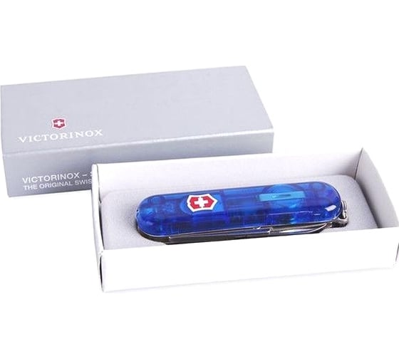 Нож-брелок Victorinox Classic Signature Lite 58 мм, 7 функций, синий полупрозрачный 0.6226.T2