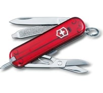 Нож-брелок Victorinox Classic Signature 0.6225.T 58 мм, 7 функций, красный полупрозрачный