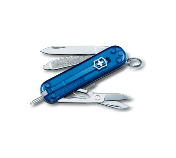 Нож-брелок Victorinox Classic Signature 0.6225.T2 58 мм, 7 функций, синий полупрозрачный 1