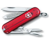 Нож-брелок Victorinox Classic 0.6223.T 58 мм, 7 функций, красный полупрозрачный