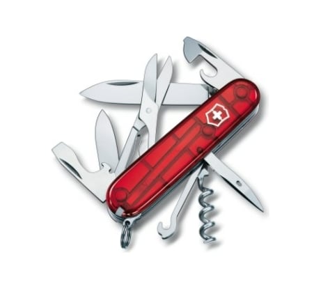 Швейцарский нож Victorinox Climber 1.3703.T полупрозрачный красный