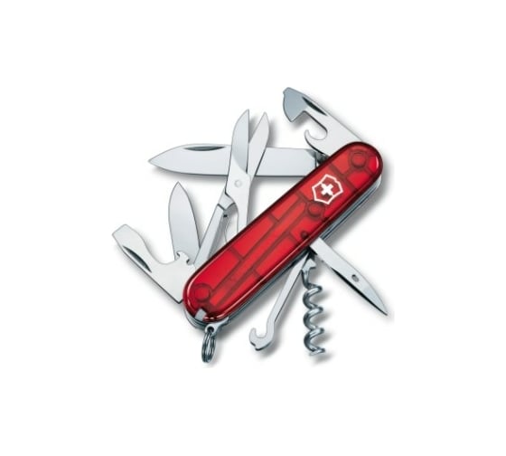 Швейцарский нож Victorinox Climber 1.3703.T полупрозрачный красный