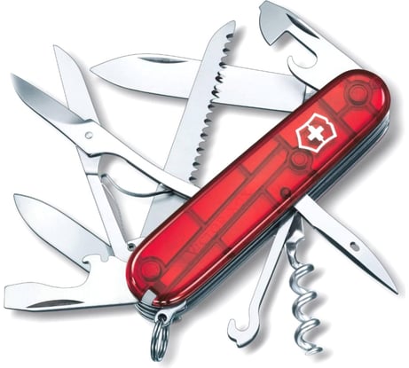 Швейцарский нож Victorinox Huntsman полупрозрачный красный 1.3713.T
