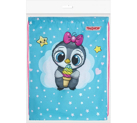 Мешок для обуви Пифагор 1 отделение, 42x34 см, smart penguin 271602