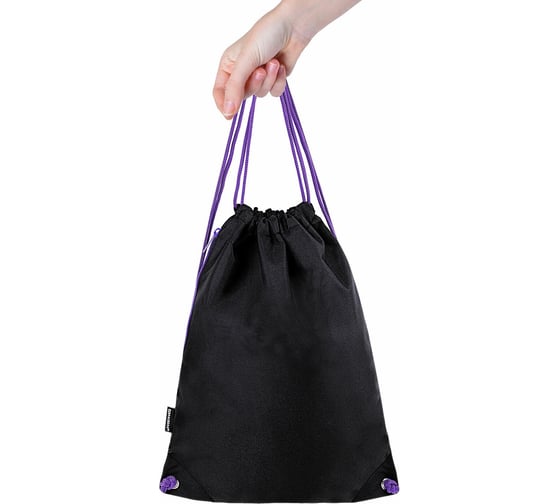 Мешок для обуви BRAUBERG плотный, карман на молнии, подкладка, 43x33 см, neon purple 271626