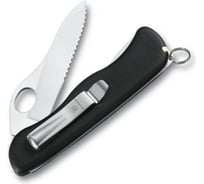Черный нож с фиксатором лезвия и отвертки 111 мм с серейторной заточкой Victorinox SENTINEL One Hand 0.8416.MW3