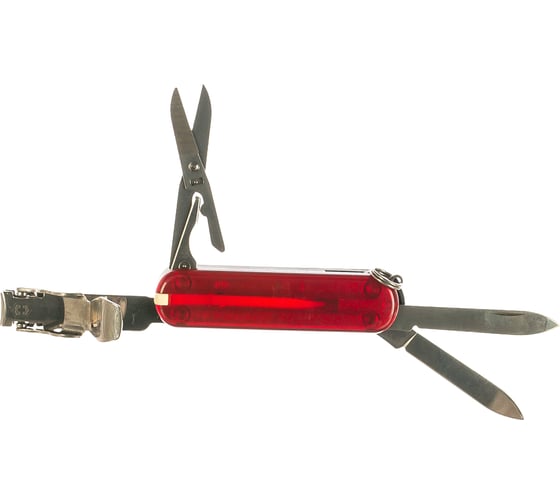Полупрозрачный красный нож 65 мм 8 функций Victorinox Classic Nail Clip 580 0.6463.T