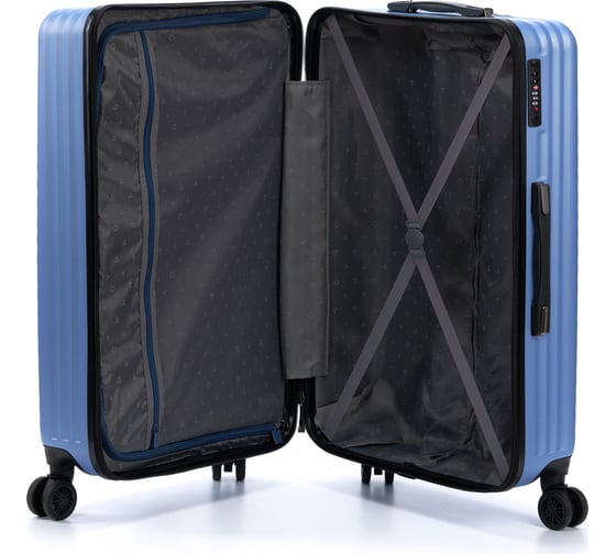 Чемодан Torber Lama, синий, ABS-пластик, 49x29,5x77 см, 92 л T1919L-Blue