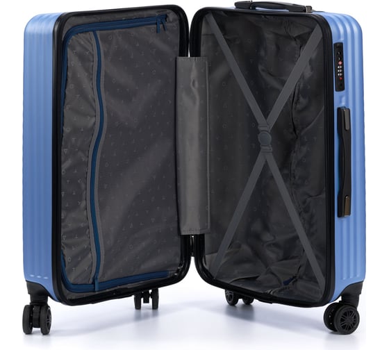 Чемодан Torber Lama, синий, ABS-пластик, 43x25,5x67 см, 62 л T1919M-Blue