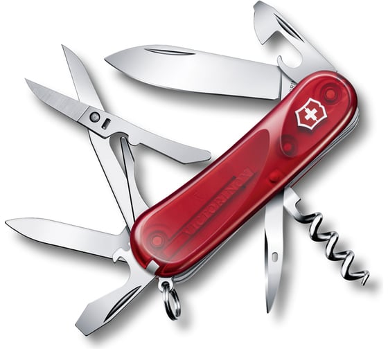 Красный полупрозрачный нож 85 мм 14 функций Victorinox Evolution 14.600 2.3903.ET 1