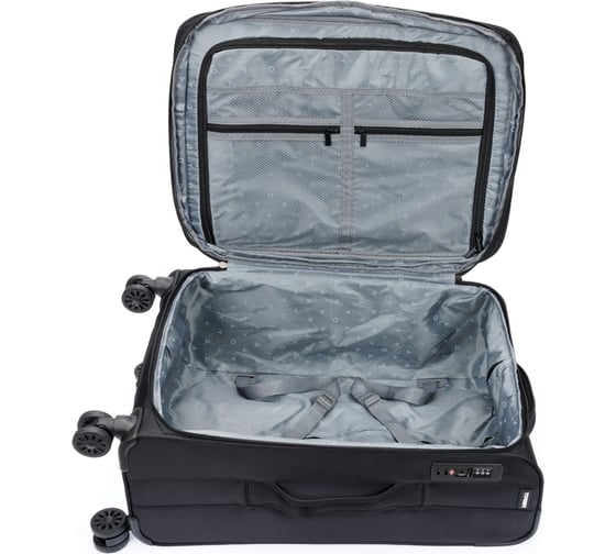 Чемодан Torber Brosno, черный, нейлон 600D, 43.5x26x68 см, 56 л T1901M-Black