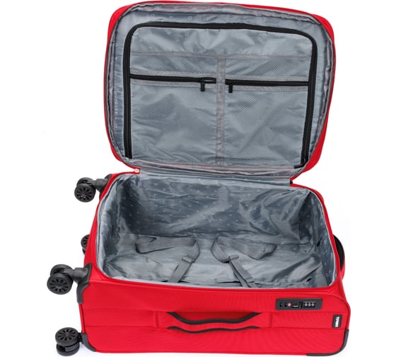 Чемодан Torber Brosno, красный, нейлон 600D, 43.5x26x68 см, 56 л T1901M-Red