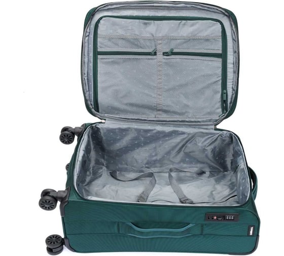 Чемодан Torber Seyd, темно-зеленый, нейлон 600D, 43.5x25x68 см, 56 л T2021M-Green