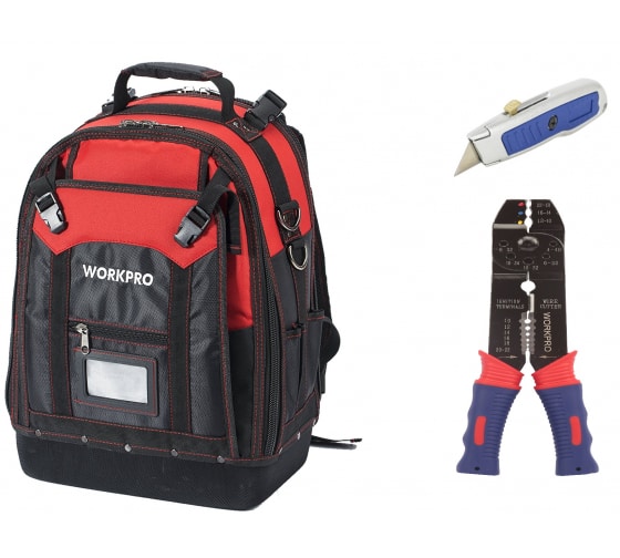 Рюкзак для инструмента повышенной прочности + подарок: стриппер и нож WORKPRO W081065CH 1