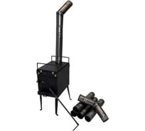 Дровяная печь Следопыт малая, с экранами, угловыми трубами и грибком PF-SW-02