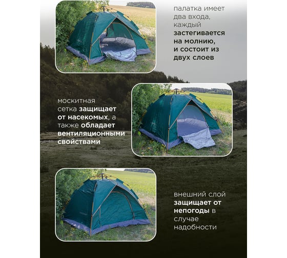 Кемпинговая четырехместная палатка Forcekraft 210x200x135см FK-СAMP-2(56321)