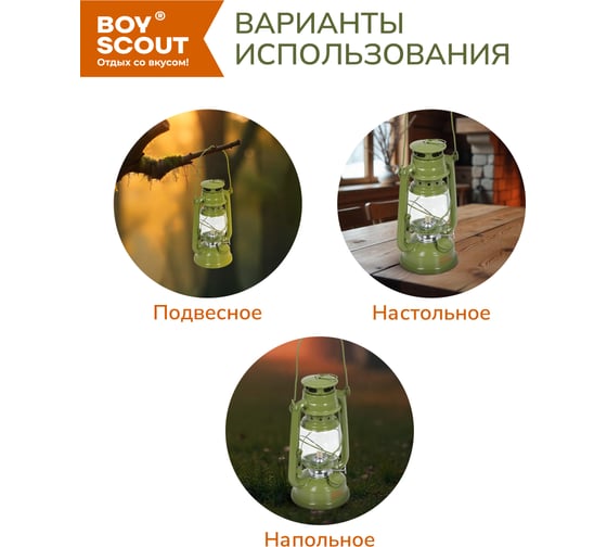 Мультитопливная лампа BOYSCOUT Летучая мышь 24.5см 61152