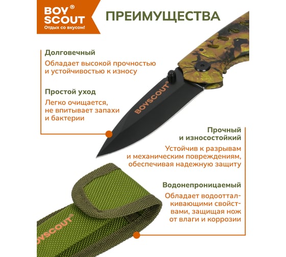 Складной нож BOYSCOUT Рейнджер 11.5/20см, в чехле 61287