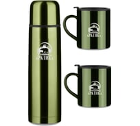 Набор Арктика: классический термос 1л + 2 кружки 300мл 102-1000S-GN болотный