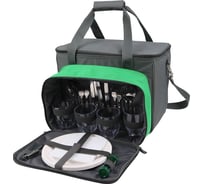 Пивная сумка-холодильник с посудой Арктика 24.5 л, серая с рисунком,пивная с набором посуды, 4200-4