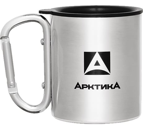 Стальная термокружка Арктик 0.3 л, полированная с карабином 801-300К