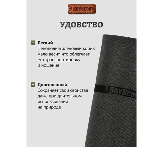 Туристический коврик BOYSCOUT 180х60х0.8 см 61141