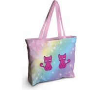 Женская спортивная пляжная сумка JOYARTY Лунные коты, текстильная, на молнии, 49x36 см bsz_425004