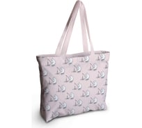 Женская спортивная пляжная сумка JOYARTY Мишка рыбак, текстильная, на молнии, 49x36 см bsz_423842