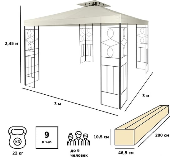 Садовый тент Green glade 3x3м, полиэстер 43301