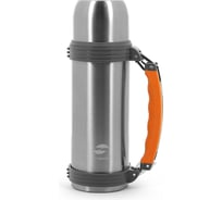 Термос с ручкой Stinger 1 л, широкий, серебристый, оранжевые вставки HY-TP205-4