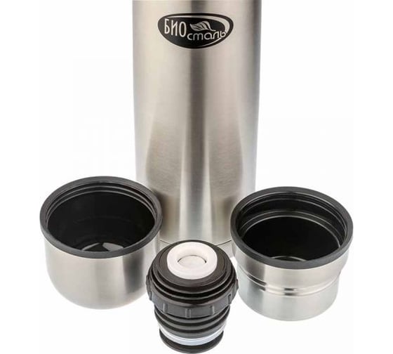 Стальной термос Biostal 1л, 2 чашки NB-1000K2