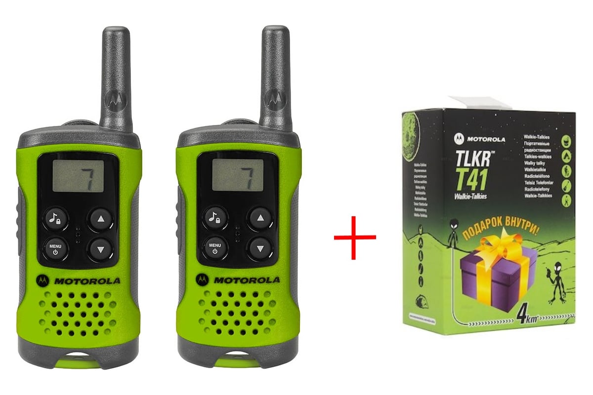 Набор раций Motorola TLKR T41 Green+подарок P14MAA03A1BP - выгодная цена,  отзывы, характеристики, фото - купить в Москве и РФ