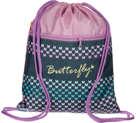 Мешок для обуви №1 School butterfly, 330x420 мм, карман, мо-20-2 1716499 1