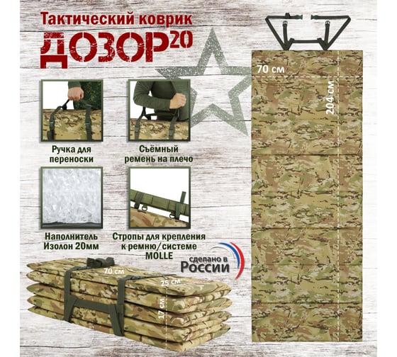 Тактический складной коврик A&P Дозор, толщина 20 мм, мультикам KTD1220